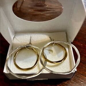 Elegant Silver and Gold Hoop Earrings new in box